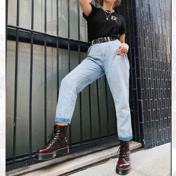 Burgundy Lace Up Platform Combat Boots - Picture 7 of 9